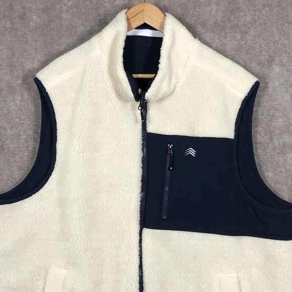 Solaris Vest 2XB Big Man Reversible Navy Cream Multi-Climate Sherpa Full Zip - Picture 4 of 14